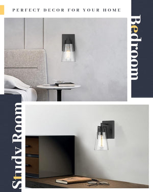 1-light vanity light black bathroom light glass, metal wall light