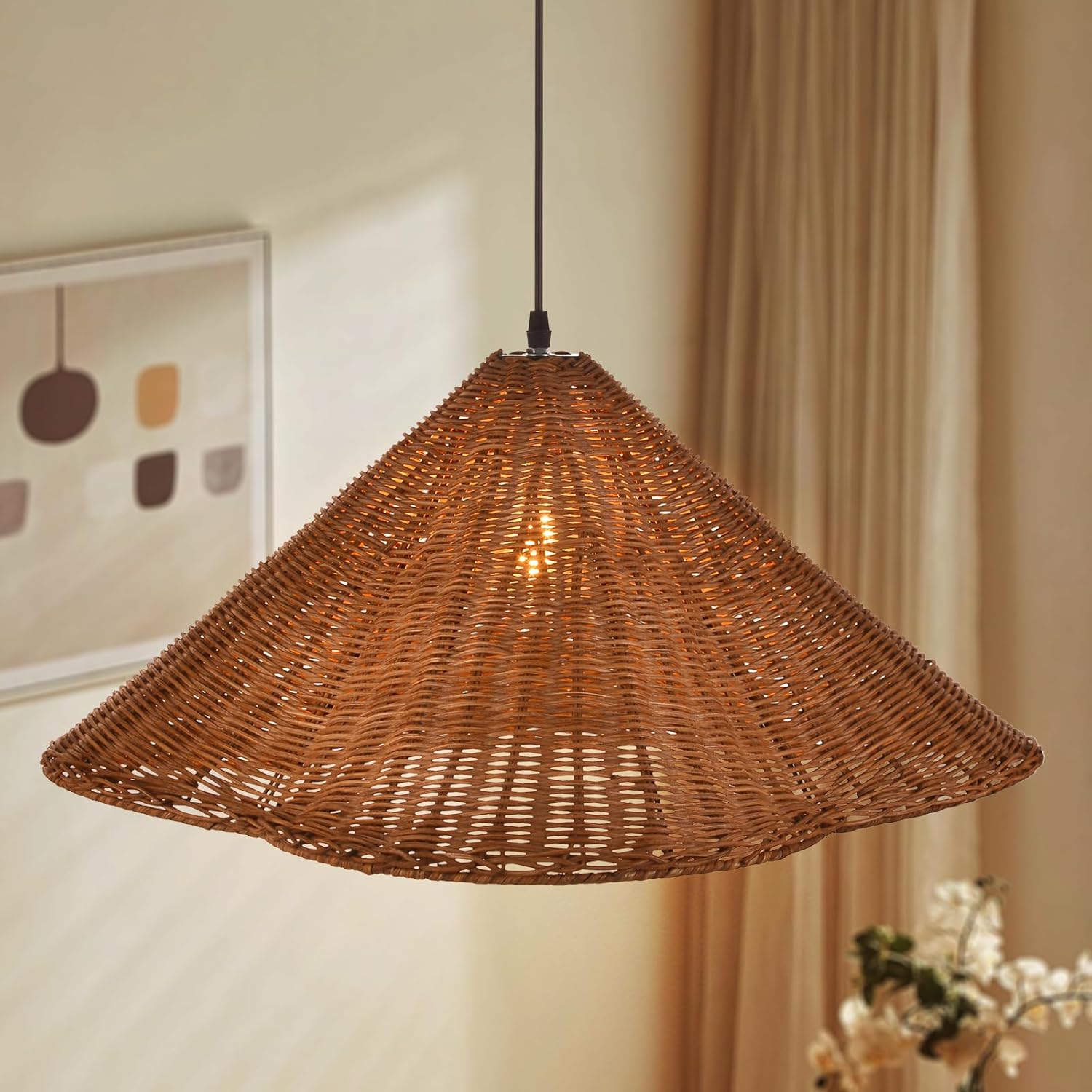 1 light pendant light coffee chandelier light rattan farmhouse light