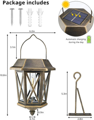 Led 2 pack wall light bronze solar powered light glass, metal garden light