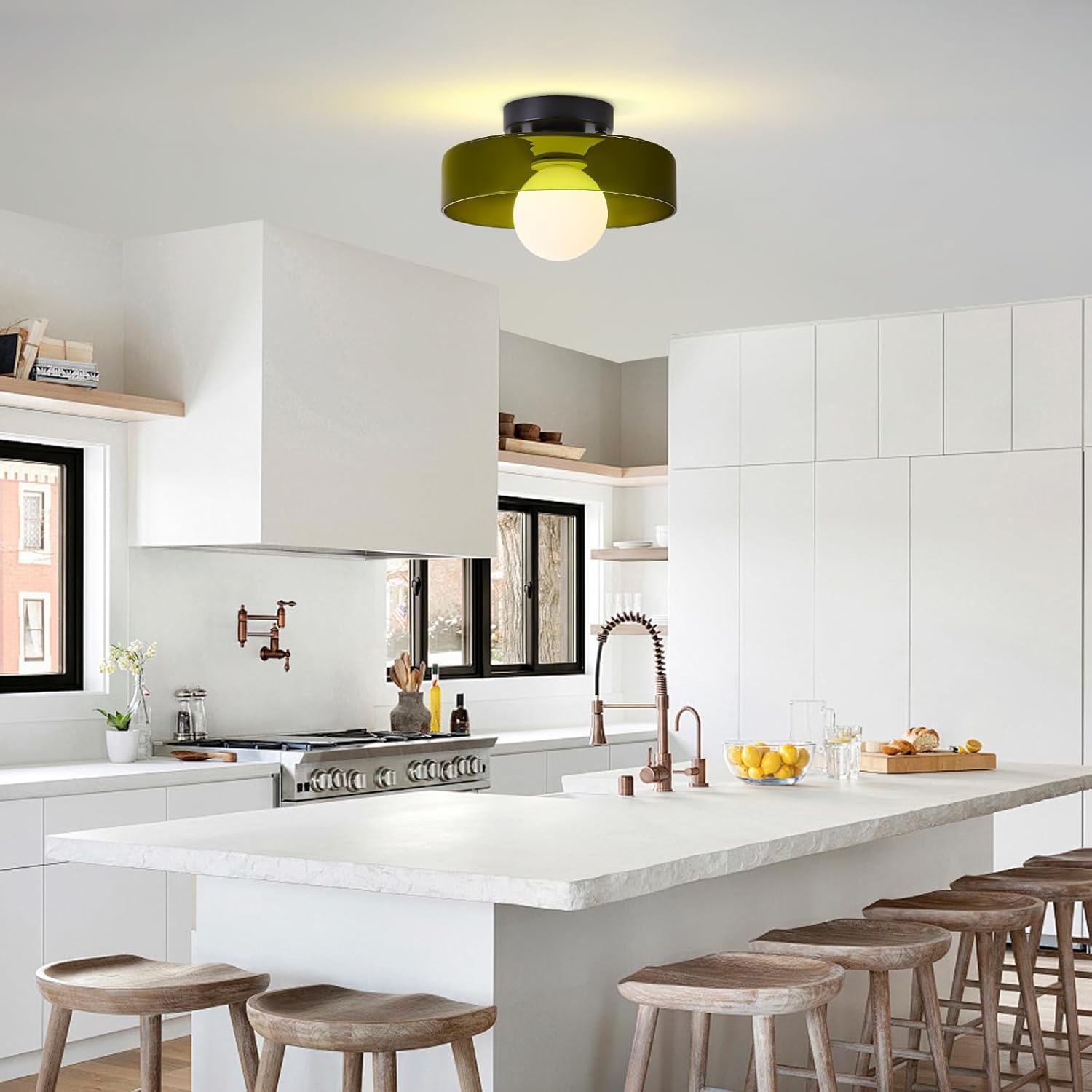 Modern dining room light dark green kitchen light glass ceiling light