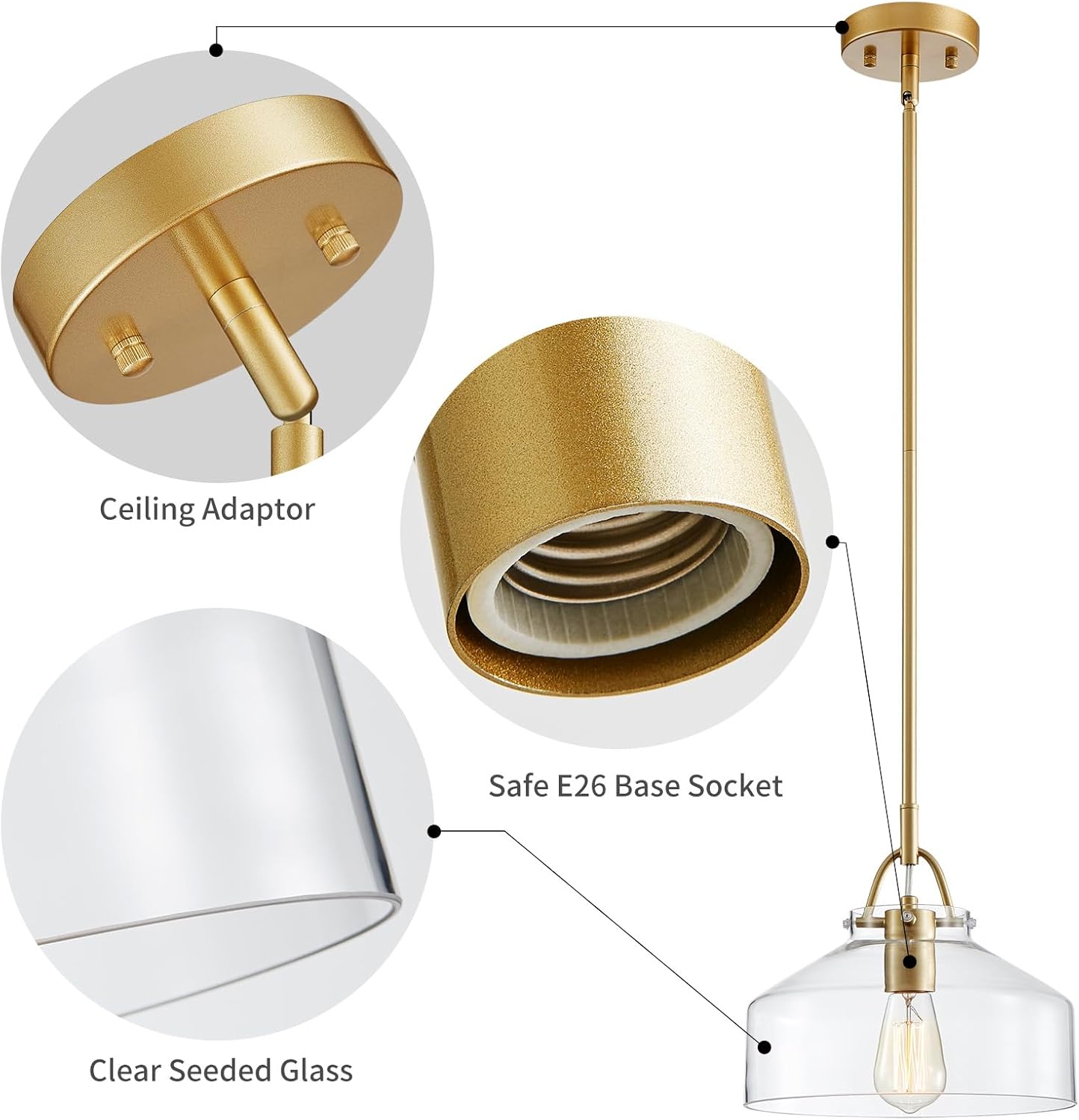 Industrial kitchen light gold pendant light glass metal chandelier light