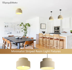 1-light pendant lights cream yellow kitchen island light resin, metal hanging lights