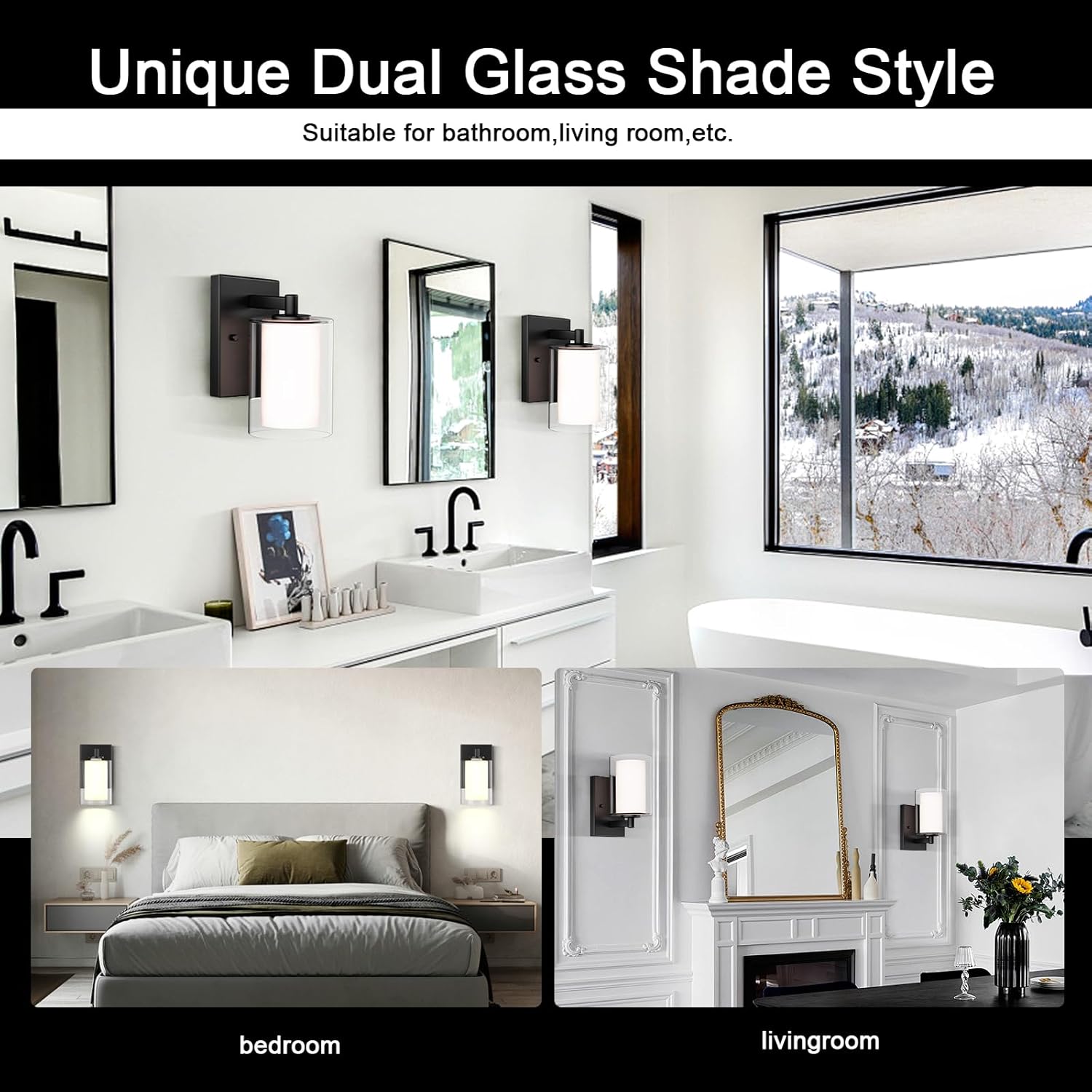 2 modern wall light black vanity lights glass bathroom light