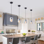 Double-layer pendant light black bedrooms light glass kitchen light