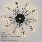 15-lights modern ceiling light black chandeliers light crystal+metal leaf ceiling light
