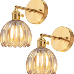 Set of 2 living room light amber wall light glass, metal porch light