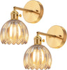 Set of 2 living room light amber wall light glass, metal porch light