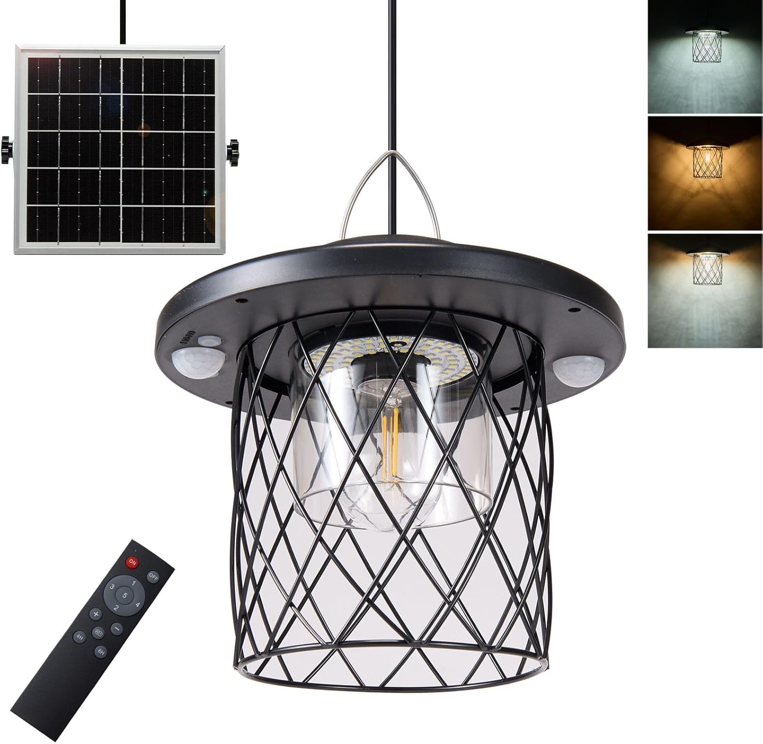 Led solar lights black pendant lamp ‎plastic, metal Patio light