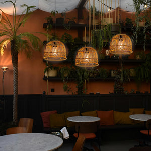 Handmade chandelier light brown pendant light bamboo rattan, polyvinyl chloride patio light
