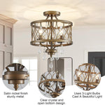 3-light entryway light bronze pendant ceiling lamp metal crystal chandelier light