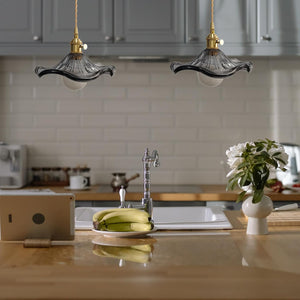 Farmhouse chandelier light gray pendant light brass, glass & copper bedroom light