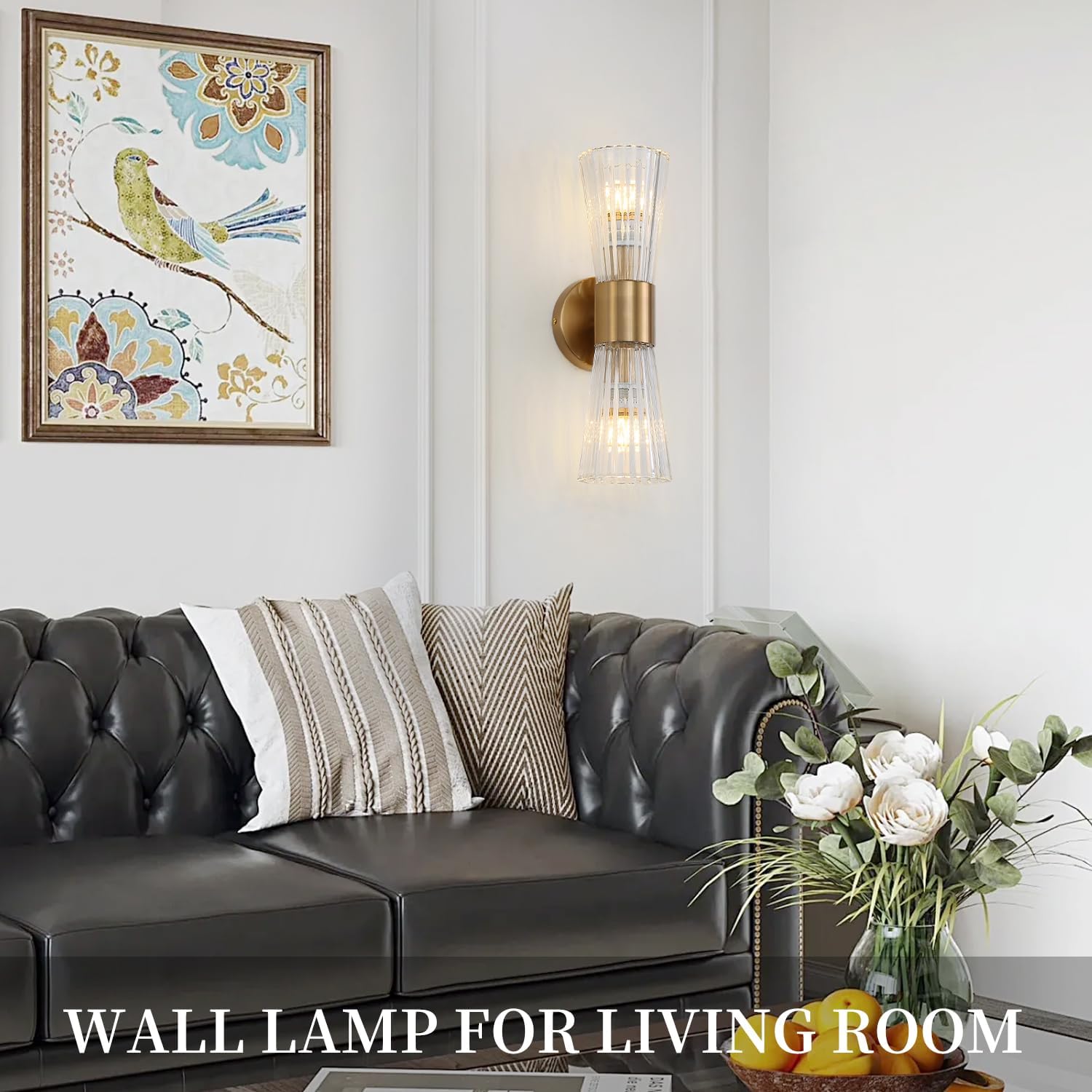 2-light vanitys light gold mounted light glass, metal wall light