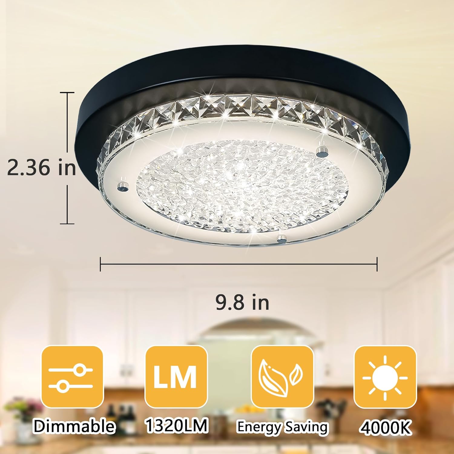 Led flush mount light black hallway light metal+glass ceiling light