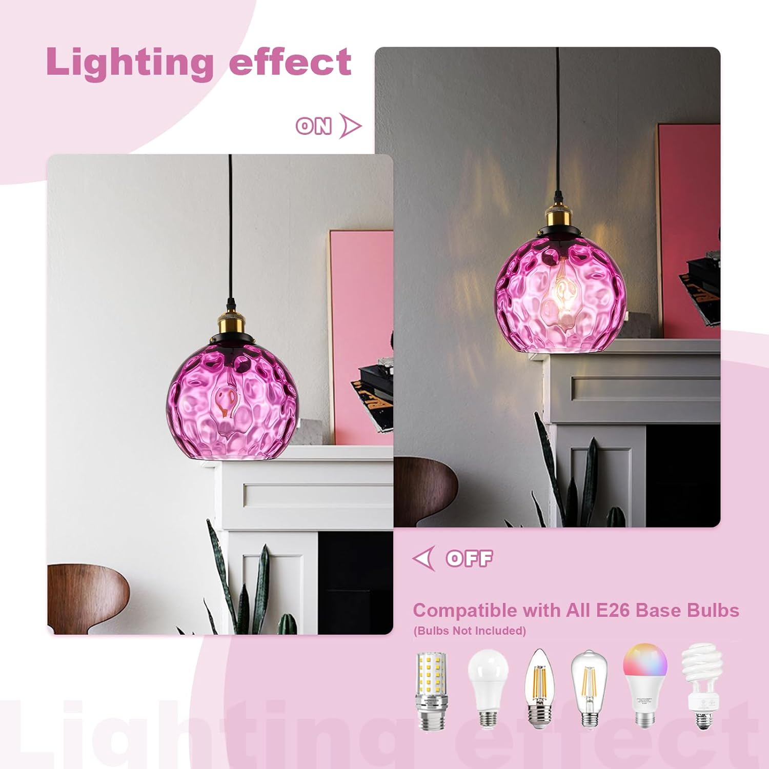 Bohemian hanging light purple pendant light glass chandelier light