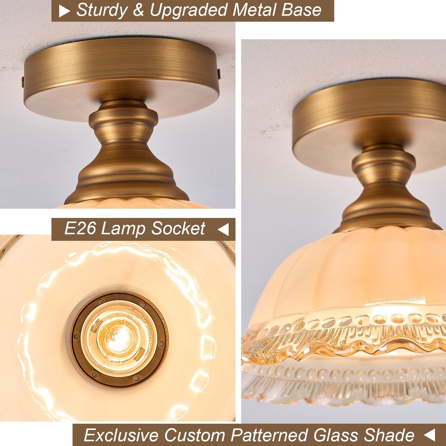 1 light ceiling light brass, glass fixture light metal ‎living room light