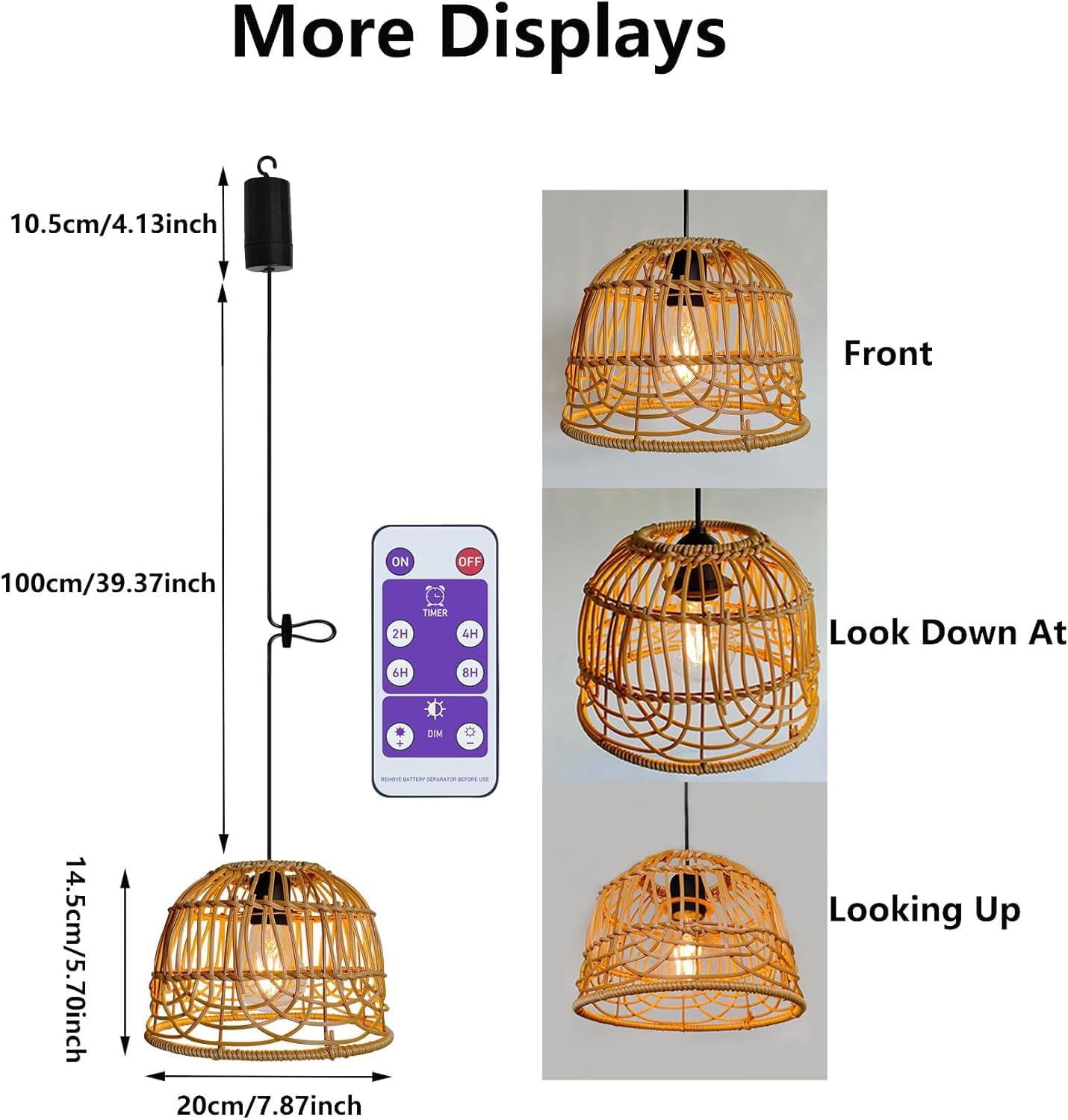 Handmade chandelier light brown pendant light bamboo rattan, polyvinyl chloride patio light