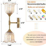 2-lights vanity light gold bedroom light glass, metal wall light