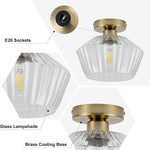 Led ceiling light brass+clear fixture light glass, metal hallway light