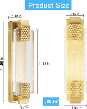 Led hardwired light brass porch light metal wall light