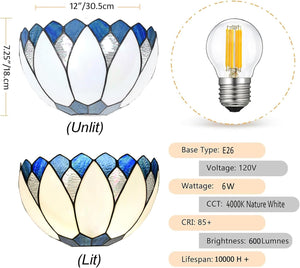 12 inches wide hallway light blue&white stairway light glass wall light