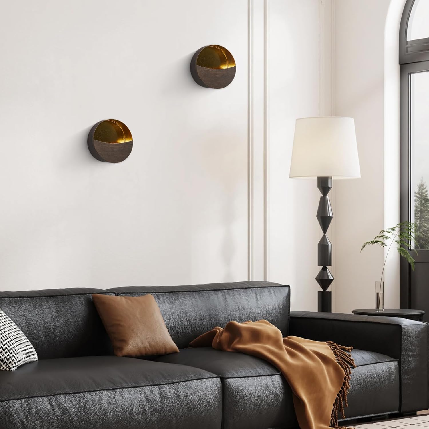 Set of 2 candle light black vintage light metal wall light