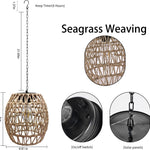 Twine hooks hanging lamp brown, beige solar light rattan, bamboo porch light