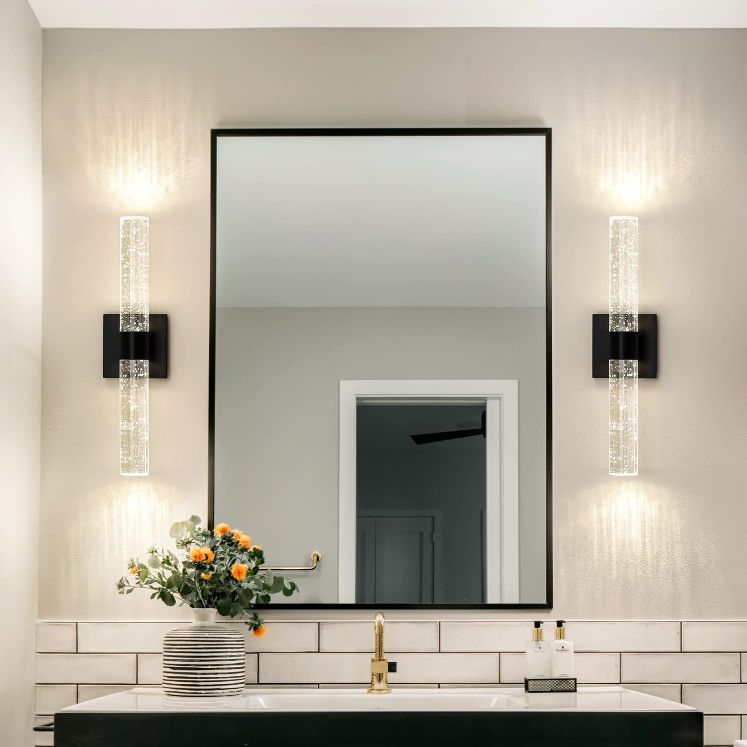 Led vanity light black wall light metal, crystal kitchen light