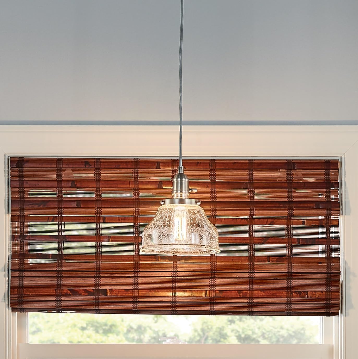 Pendant light brushed nickle mini bell light alloy steel, glass seeded light