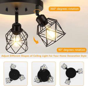 3-light kitchen light black ceiling light metal hallway light