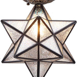 Moravian star ceiling light fixture industrial semi flush mount ceiling lamp with Tiffany glass