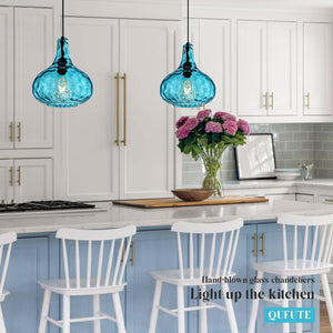 14.7 ft cord pendant light blue hanging light glass,metal bedroom light