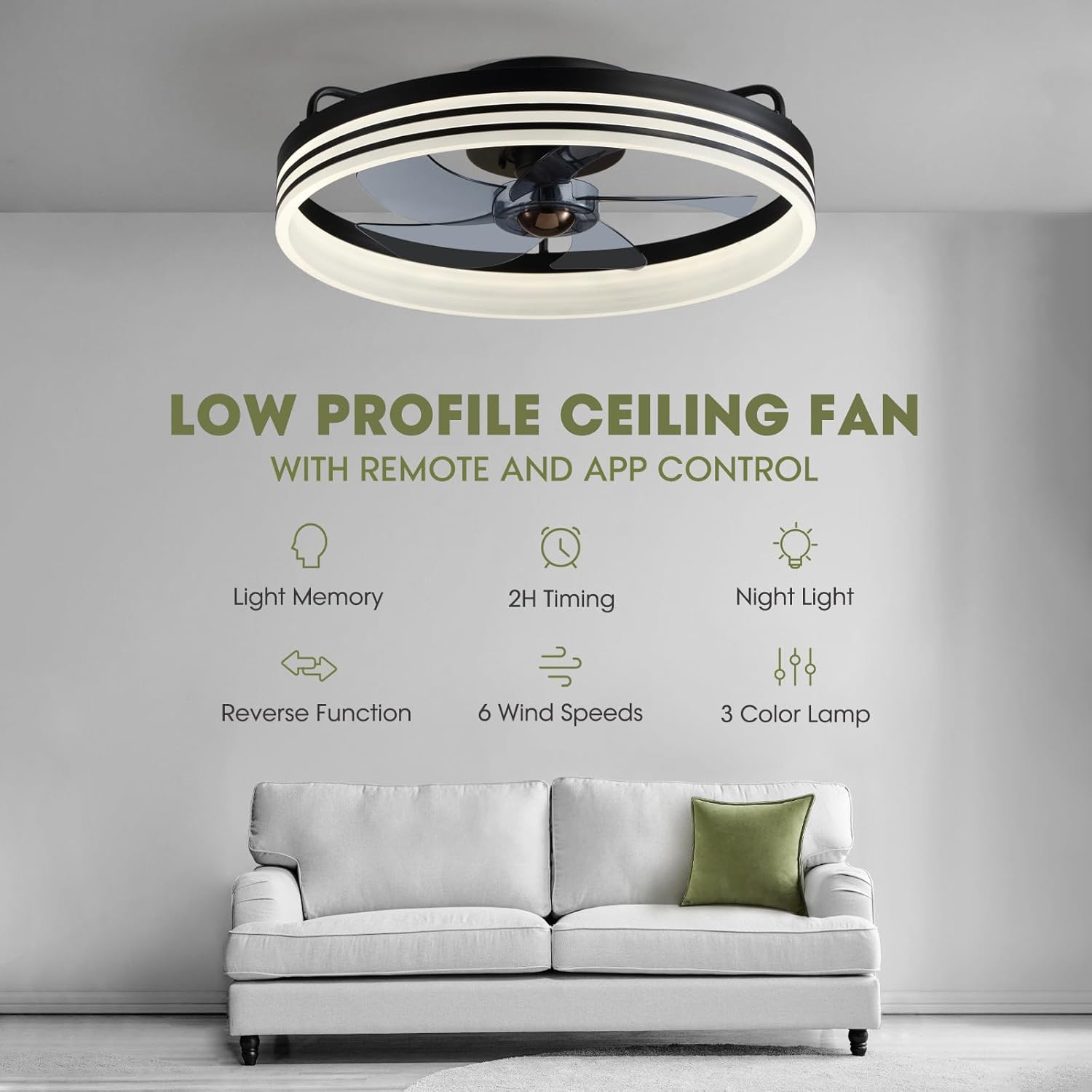 LED ceiling fans with lights black bedroom light iron flush mount ceiling fan