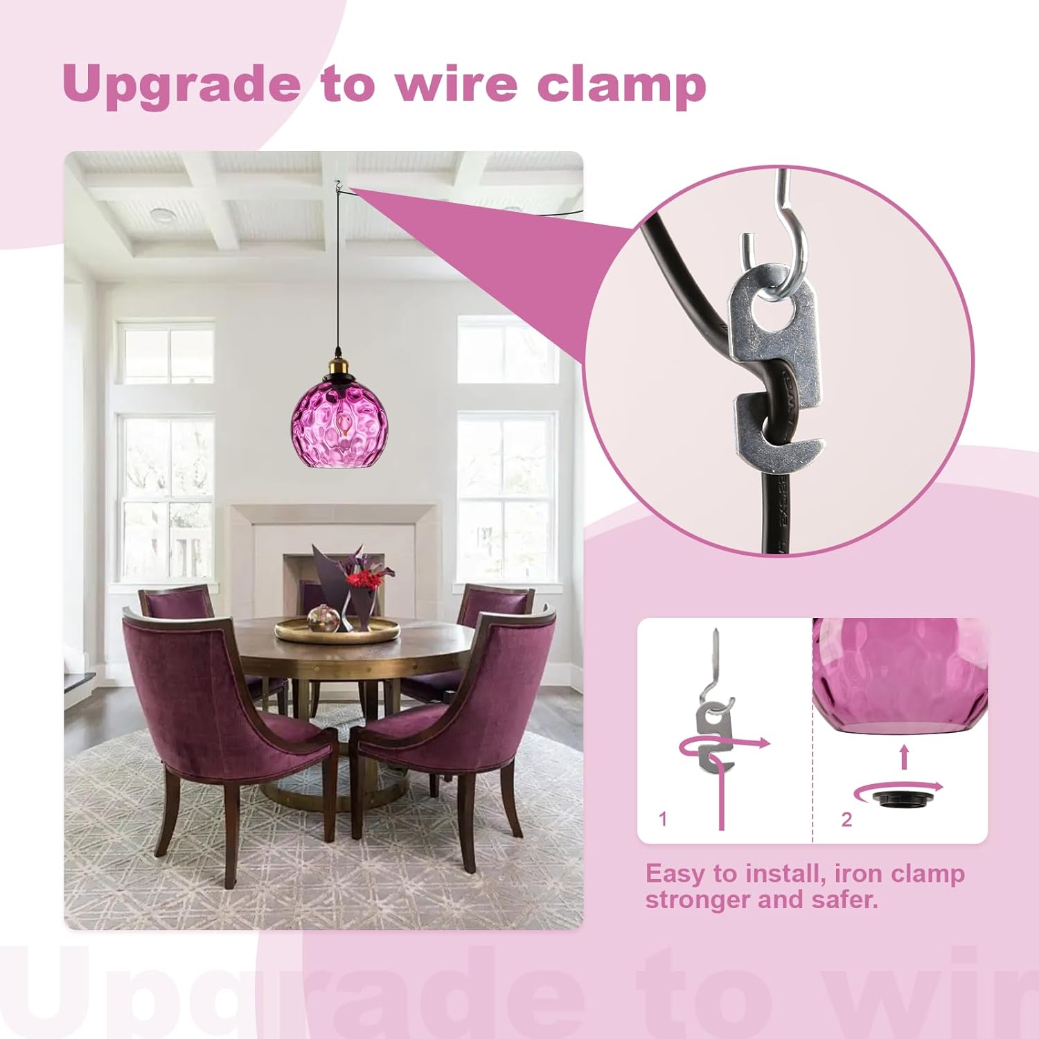 Bohemian hanging light purple pendant light glass chandelier light