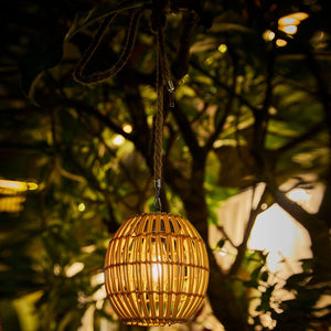 Waterproof solar lantern natural hanging light rattan patio light