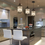3 pack black pendant light fixture kitchen pendant lighting industrial crystal hanging fixture