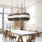 Kitchen rattan pendant light wicker chandelier lamp woven hanging light