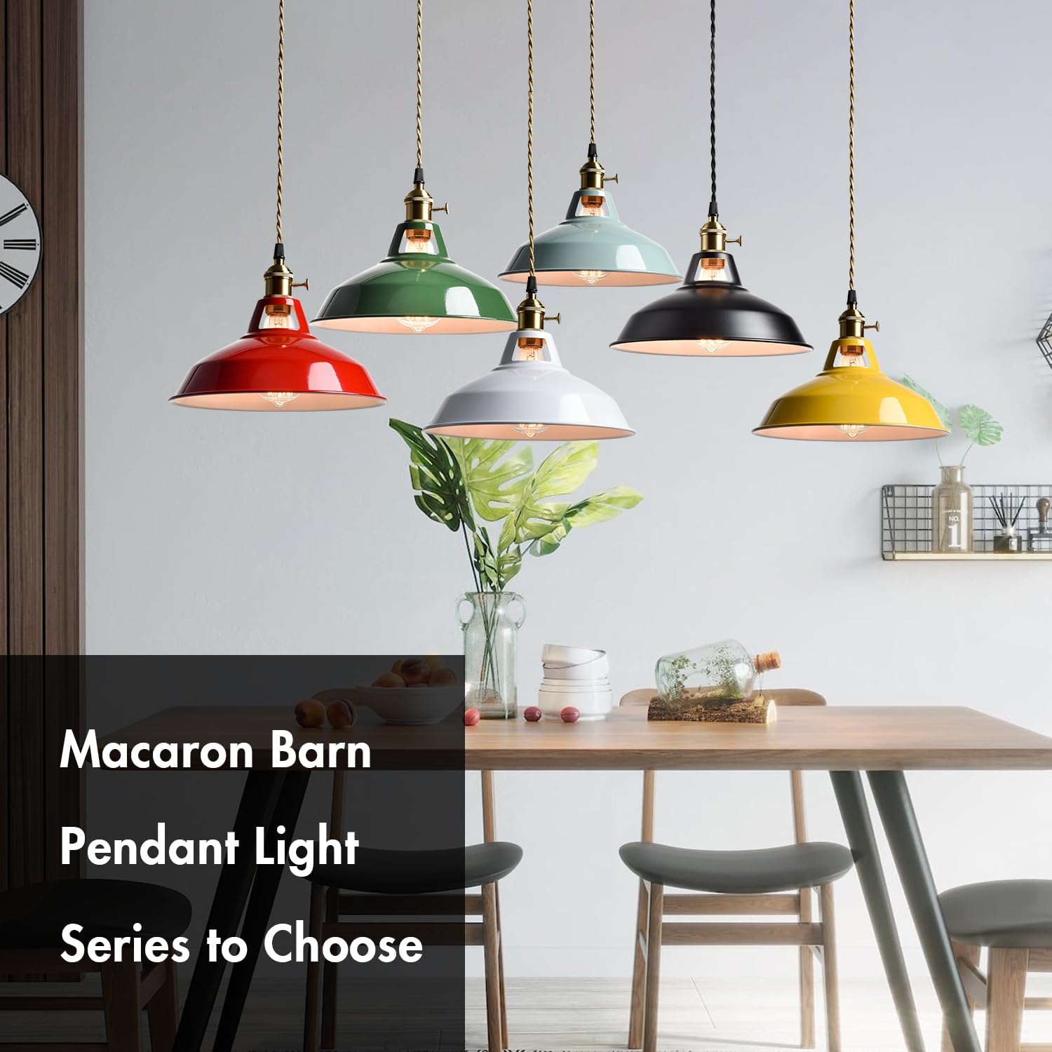 Adjustable pendant light yellow hanging light metal dining light
