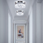 Led ceiling light chrome-multi-colored entryway light crystal ,steel hallway light