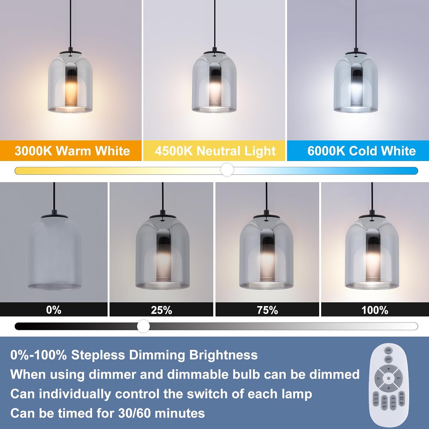 Double-layer pendant light black bedrooms light glass kitchen light