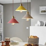 Modern hanging light yellow pendant light bronze alloy steel, iron kitchen light