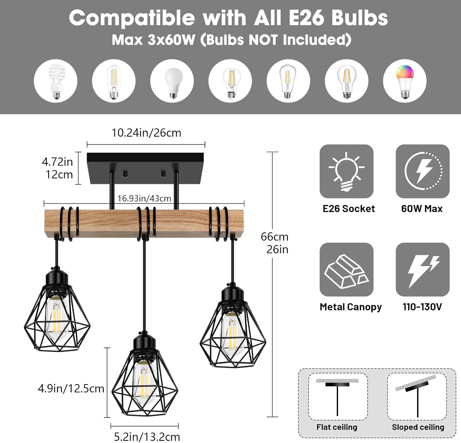 3-lights hallway light black pendant light wood, metal kitchen light