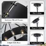 5 Light dining room light black kitchen island light metal pendant light