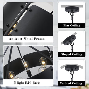 5 Light dining room light black kitchen island light metal pendant light