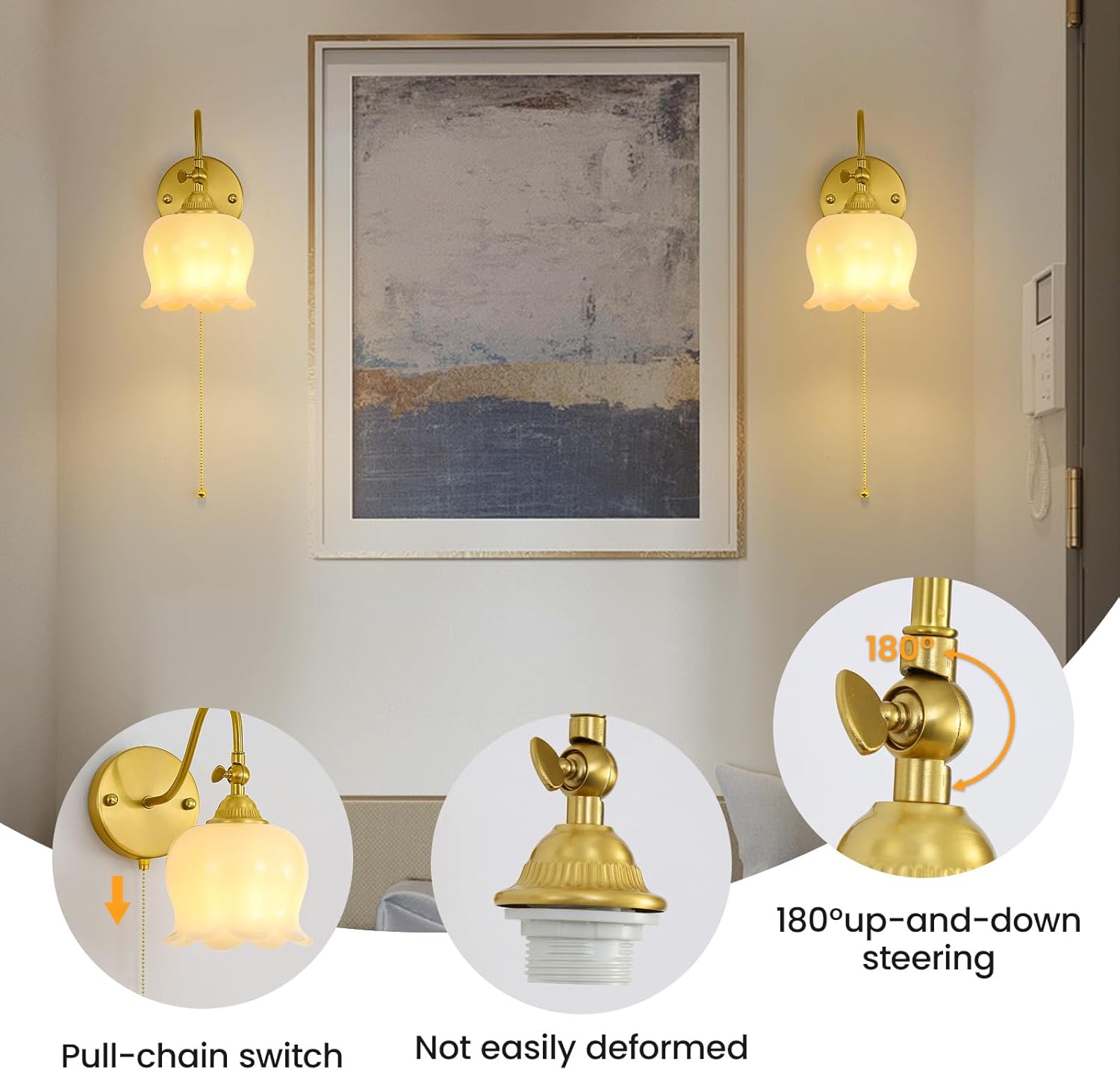 Set of two bathroom light white bedroom light resin wall light