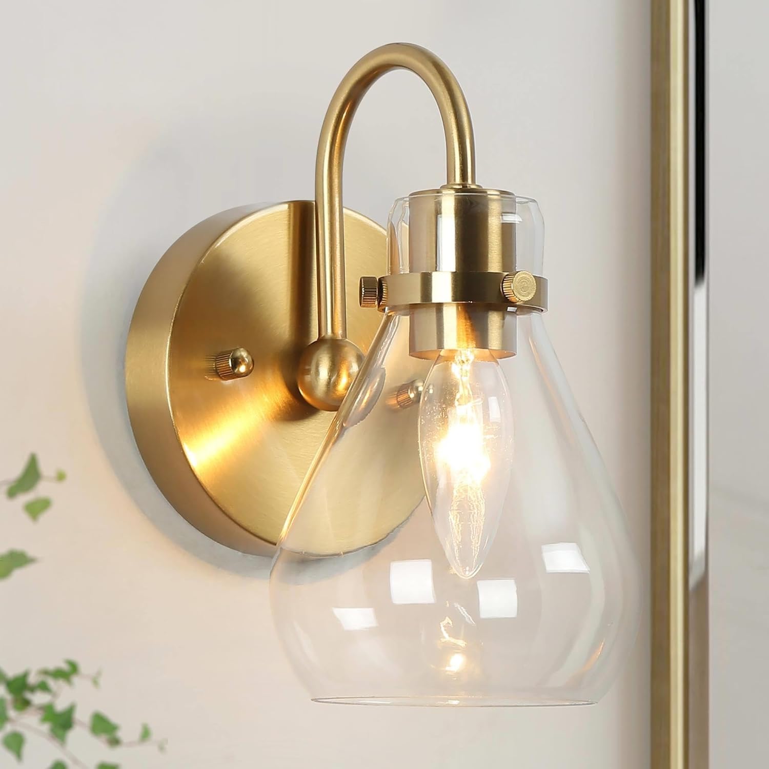 1-light mounted light brass wall light glass, metal  fixture light