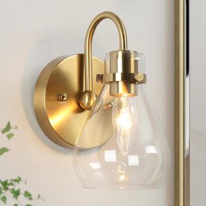 1-light mounted light brass wall light glass, metal  fixture light