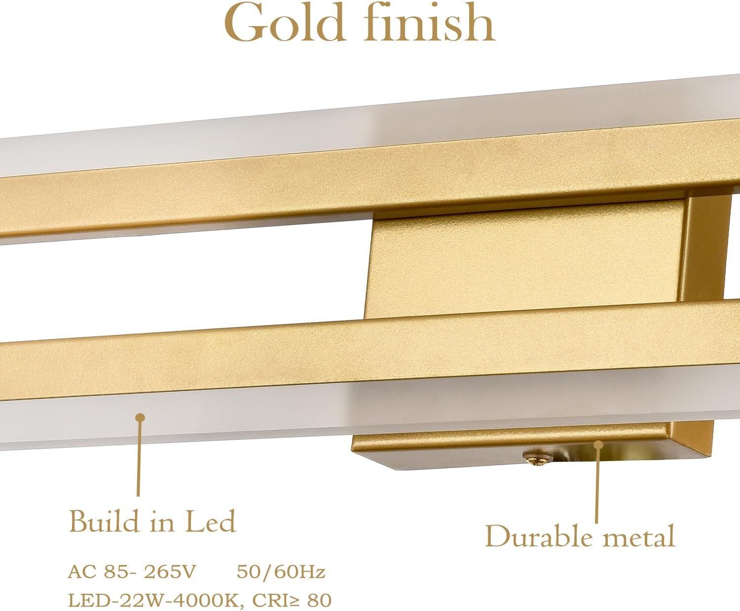 24 Inch Wall Light Gold mounted light Plastic, Metal bathroom light