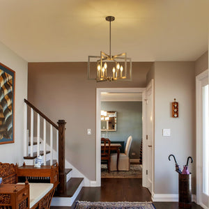 6-light modern hanging light brushed nickel entryway light metal pendant lights