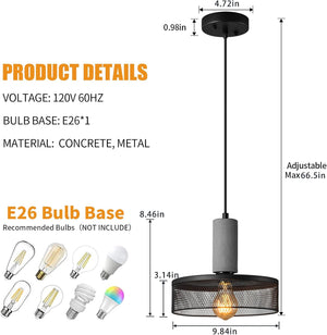 Dimmable living room light black and grey pendant light concrete metal kitchen light