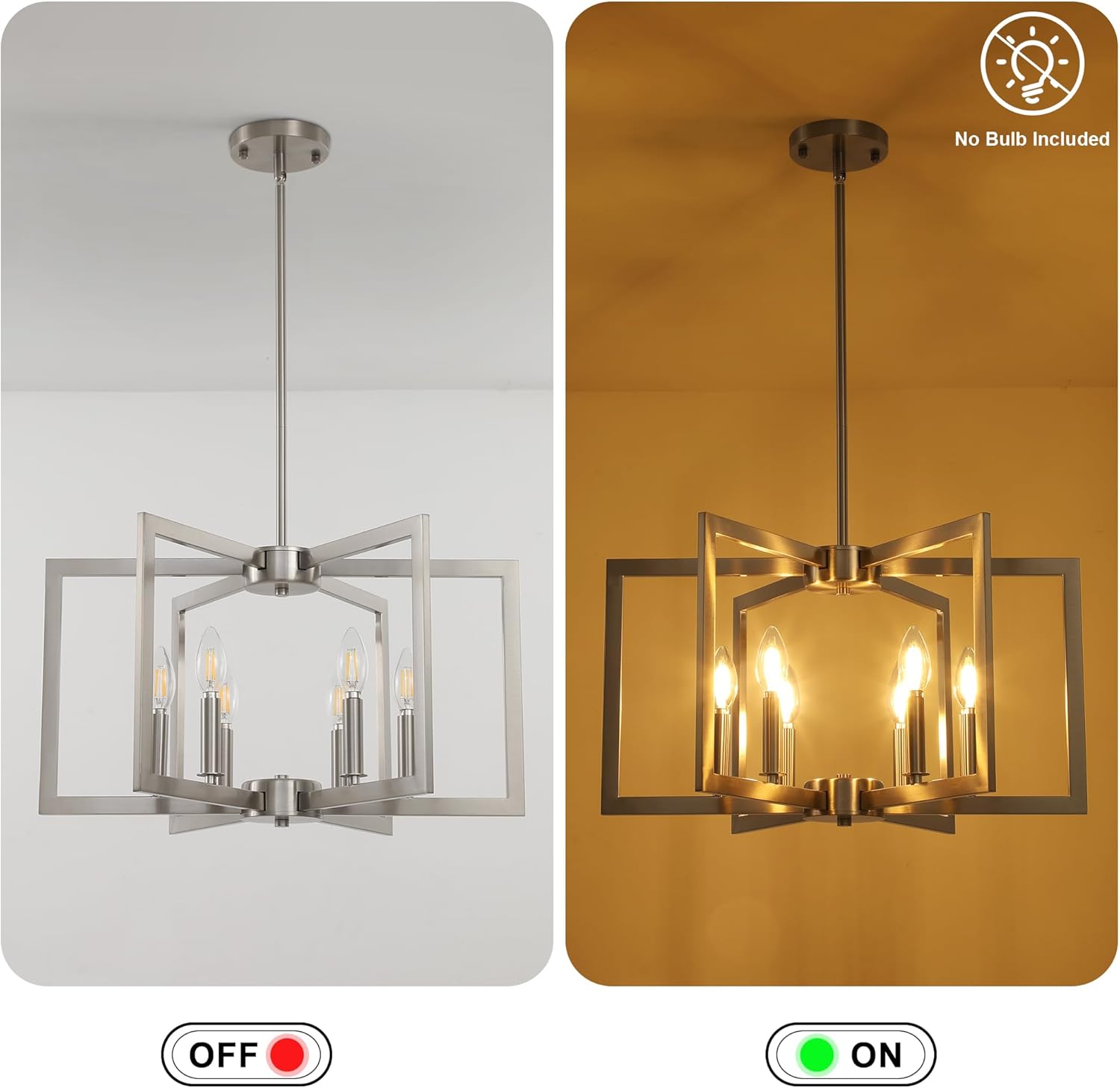 6-light modern hanging light brushed nickel entryway light metal pendant lights